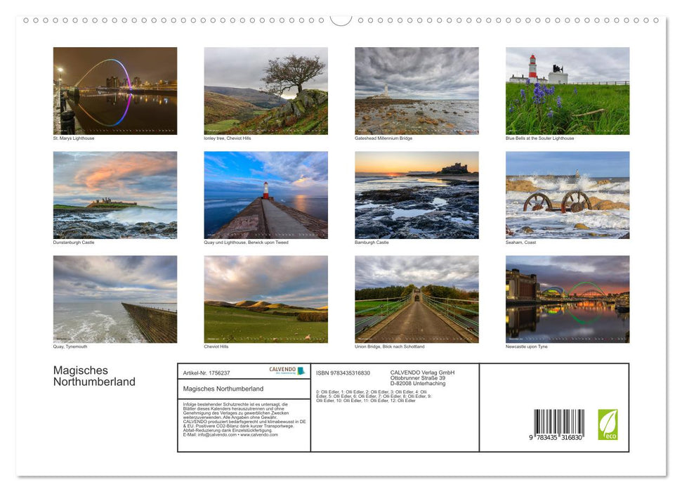 Magisches Northumberland (CALVENDO Premium Wandkalender 2025)