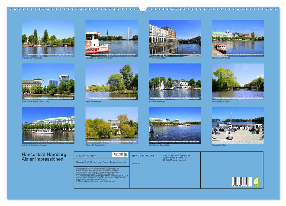 Hansestadt Hamburg - Alster Impressionen (CALVENDO Wandkalender 2025)