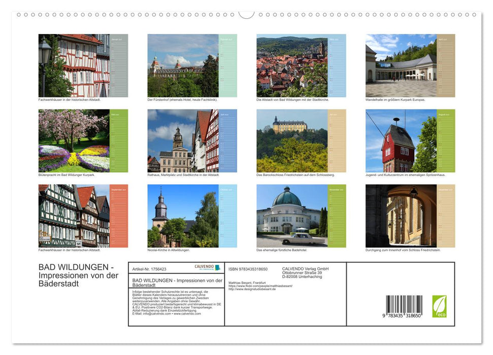 BAD WILDUNGEN - Impressionen von der Bäderstadt (CALVENDO Premium Wandkalender 2025)