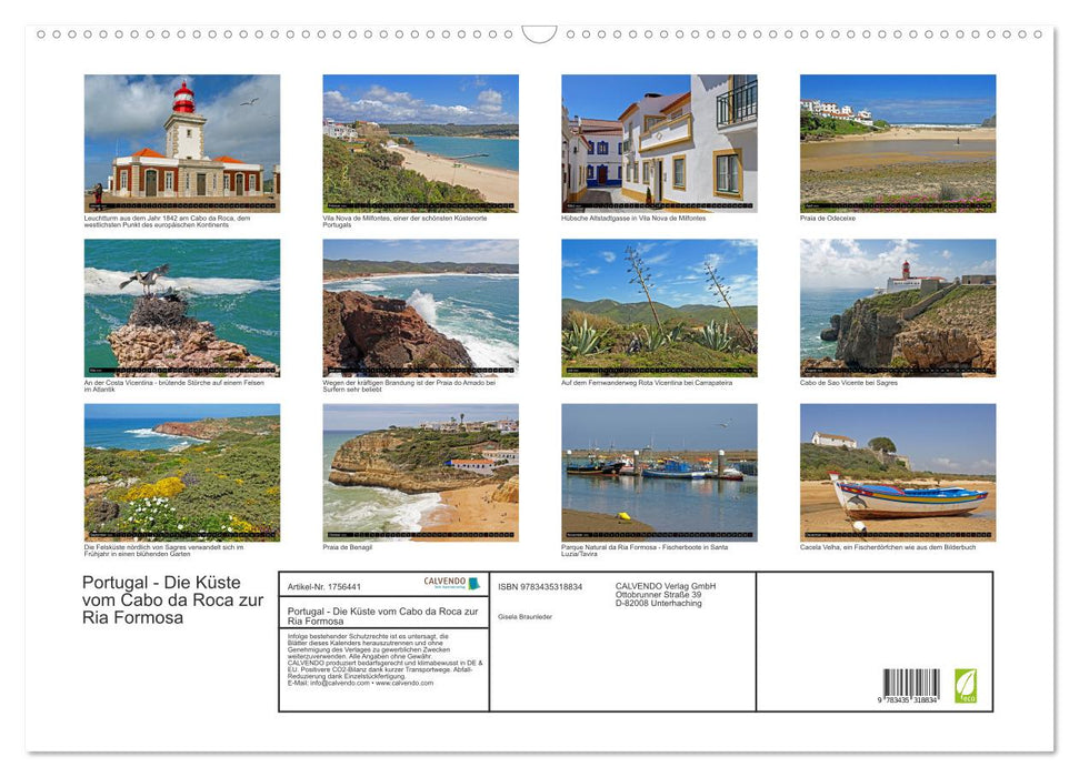 Portugal - Die Küste vom Cabo da Roca zur Ria Formosa (CALVENDO Wandkalender 2025)