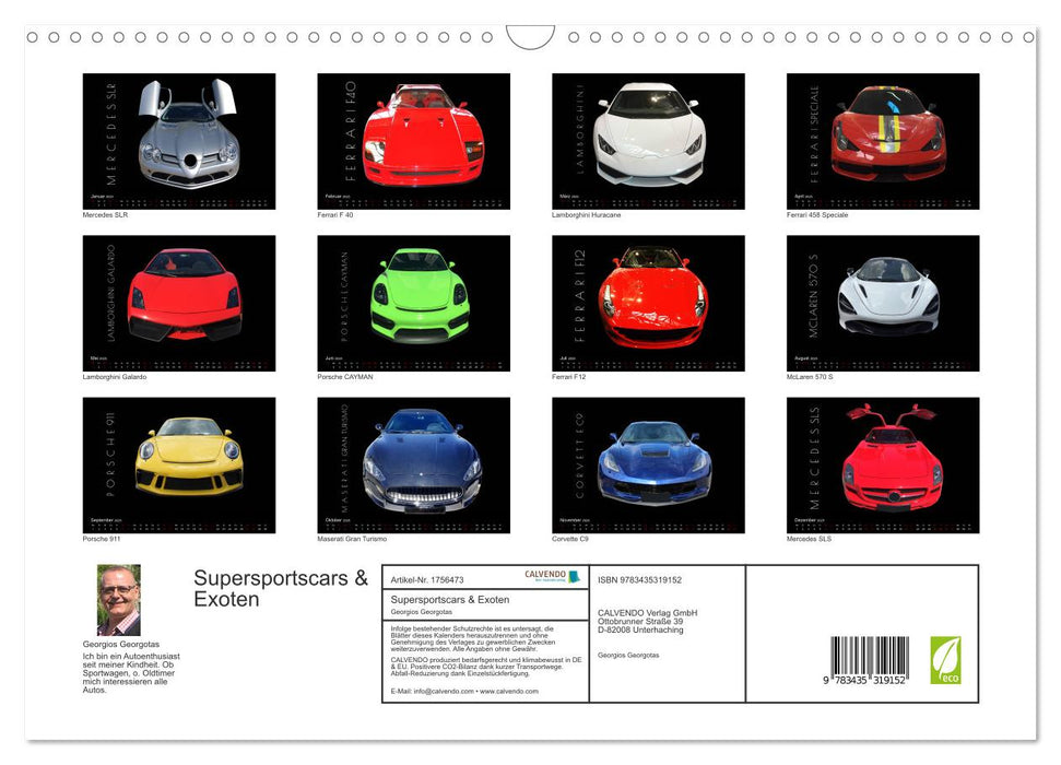 Supersportscars & Exoten (CALVENDO Wandkalender 2025)