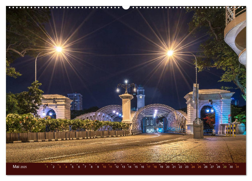 Nachtansichten Singapur City (CALVENDO Premium Wandkalender 2025)