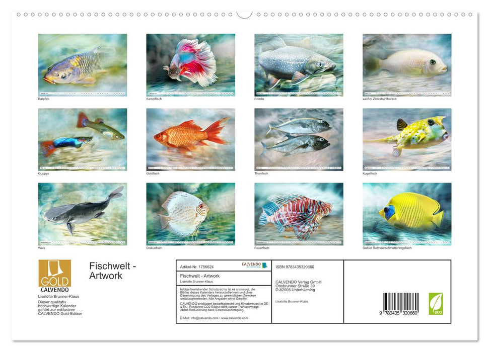 Fischwelt - Artwork (CALVENDO Premium Wandkalender 2025)