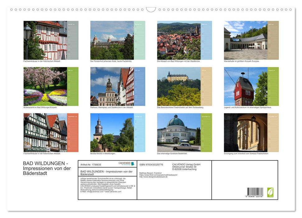 BAD WILDUNGEN - Impressionen von der Bäderstadt (CALVENDO Wandkalender 2025)