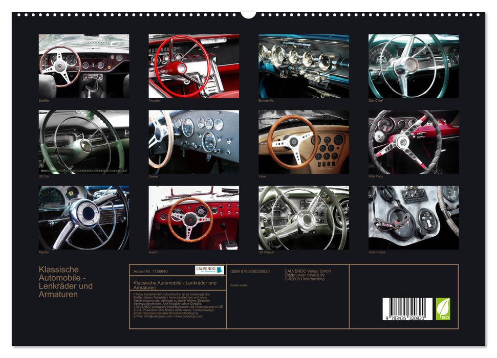 Klassische Automobile - Lenkräder und Armaturen (CALVENDO Premium Wandkalender 2025)