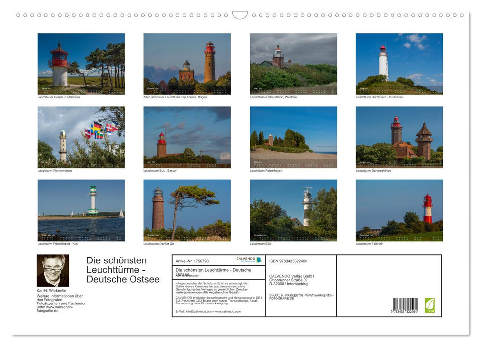 Die schönsten Leuchttürme - Deutsche Ostsee (CALVENDO Wandkalender 2025)