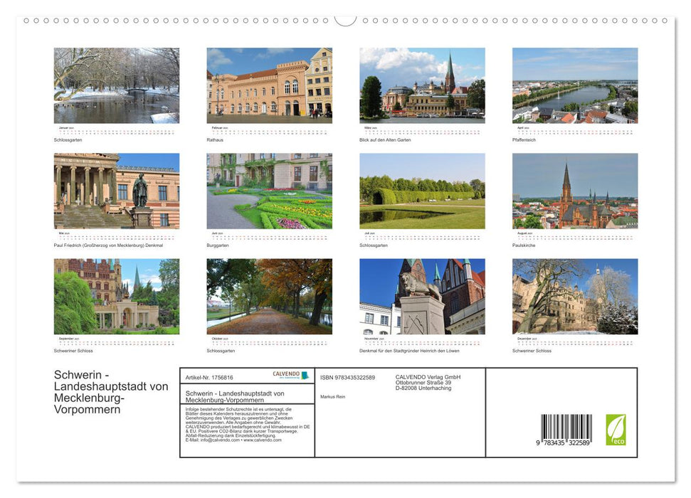 Schwerin - Landeshauptstadt von Mecklenburg-Vorpommern (CALVENDO Premium Wandkalender 2025)