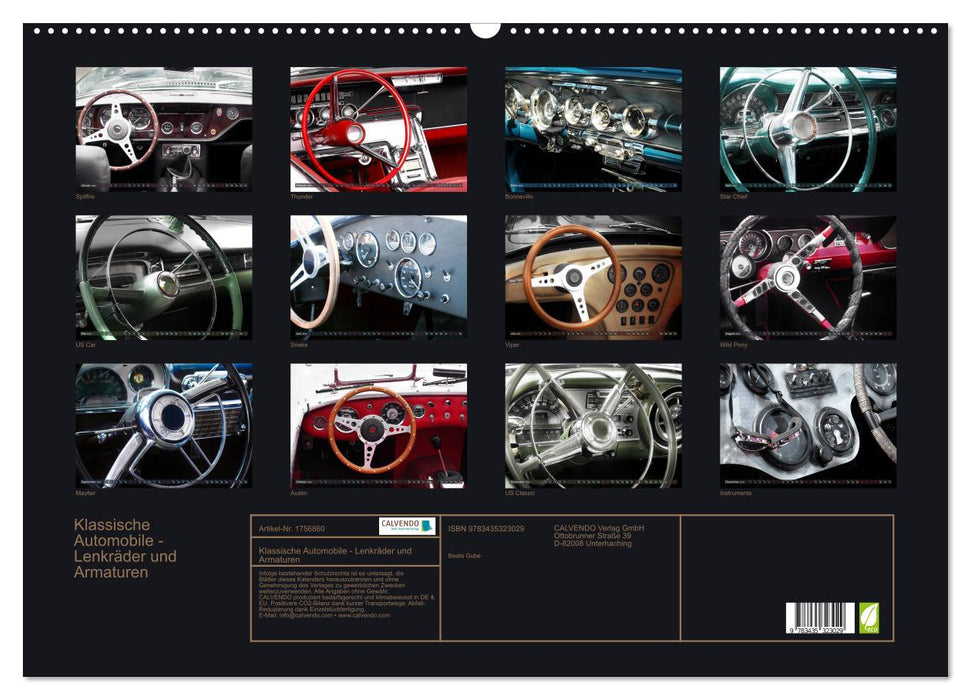 Klassische Automobile - Lenkräder und Armaturen (CALVENDO Wandkalender 2025)