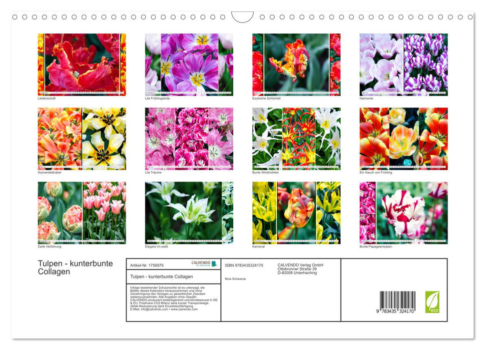 Tulpen - kunterbunte Collagen (CALVENDO Wandkalender 2025)