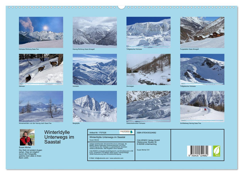 WinterIdylle Unterwegs im Saastal (CALVENDO Premium Wandkalender 2025)