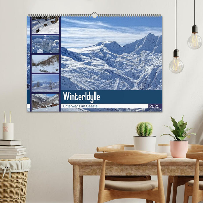 WinterIdylle Unterwegs im Saastal (CALVENDO Wandkalender 2025)