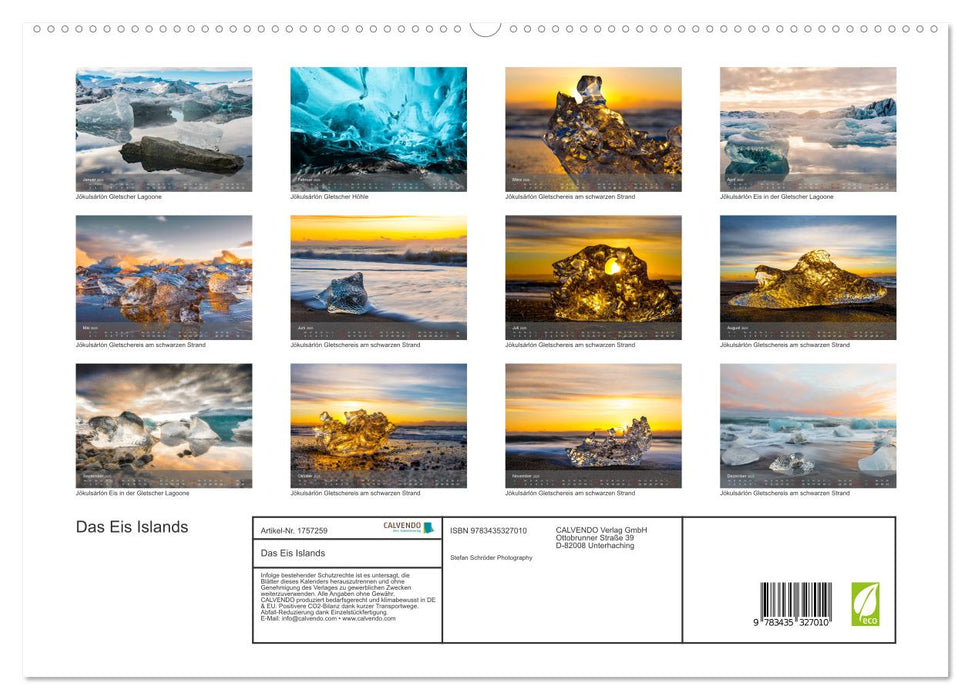 Das Eis Islands (CALVENDO Premium Wandkalender 2025)