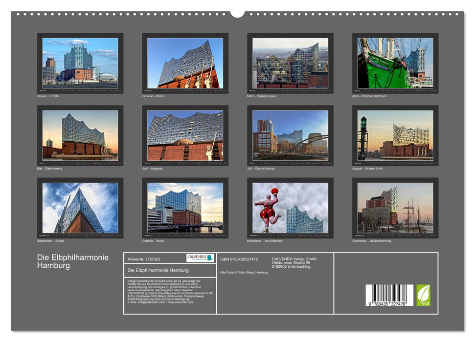 Die Elbphilharmonie Hamburg (CALVENDO Premium Wandkalender 2025)