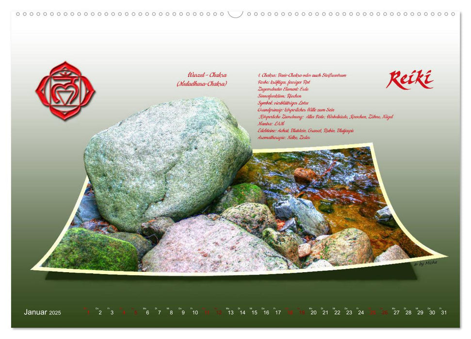 REIKI - Chakren und Lebensregeln (CALVENDO Premium Wandkalender 2025)