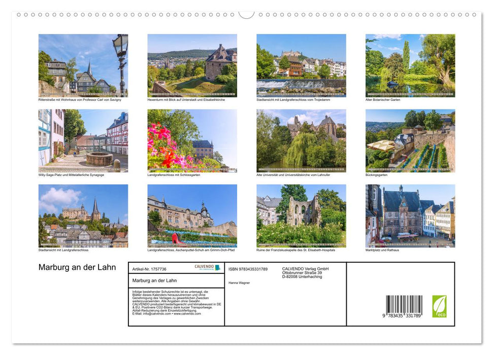 Marburg an der Lahn (CALVENDO Premium Wandkalender 2025)