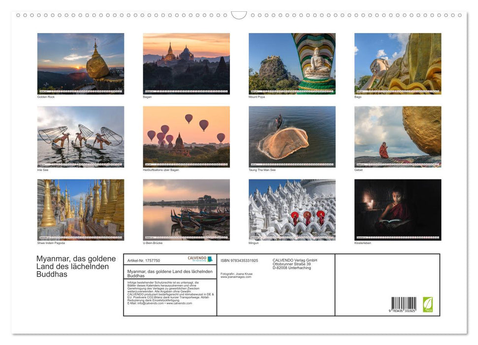 Myanmar, das goldene Land des lächelnden Buddhas (CALVENDO Wandkalender 2025)