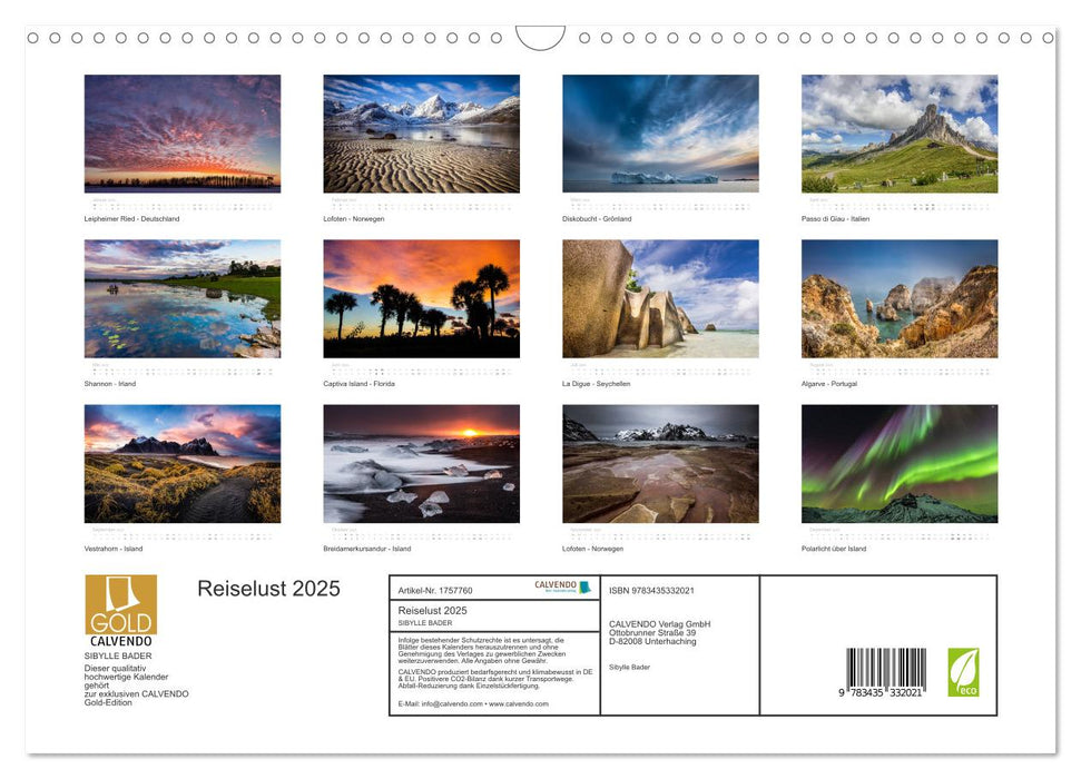 Reiselust 2025 (CALVENDO Wandkalender 2025)