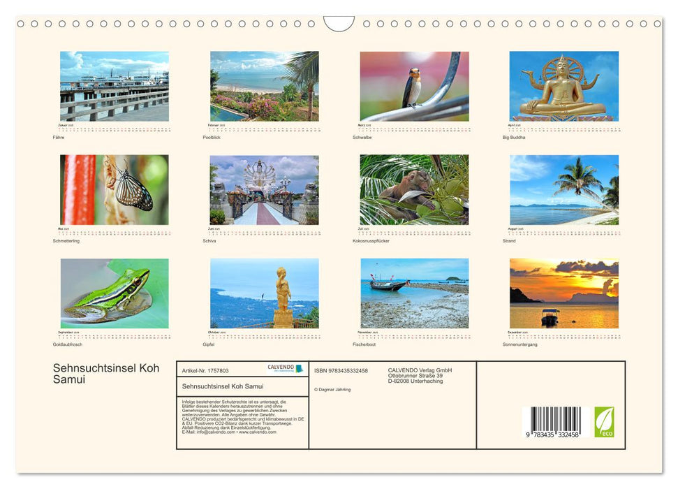 Sehnsuchtsinsel Koh Samui (CALVENDO Wandkalender 2025)