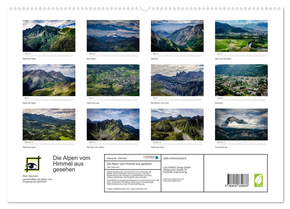 Die Alpen vom Himmel aus gesehen (CALVENDO Premium Wandkalender 2025)