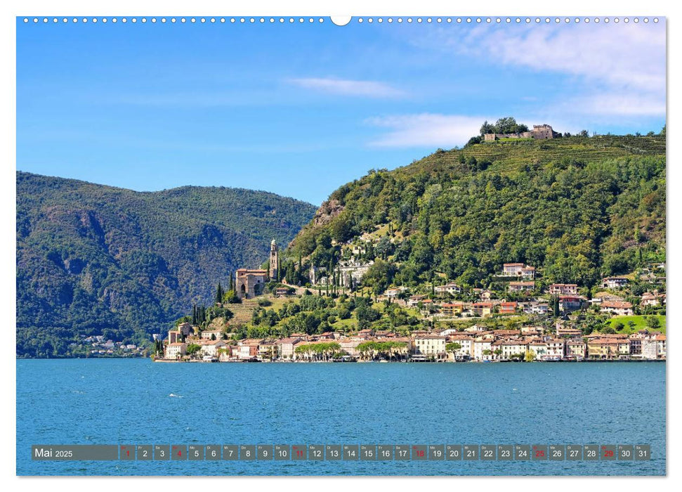 Luganer See - Zwischen Schweizer und Italienischen Alpen (CALVENDO Wandkalender 2025)