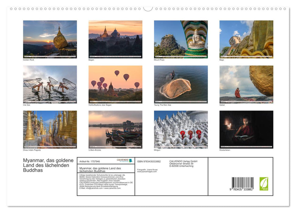 Myanmar, das goldene Land des lächelnden Buddhas (CALVENDO Premium Wandkalender 2025)