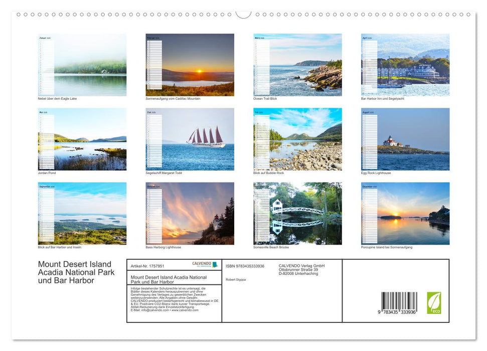 Mount Desert Island Acadia National Park und Bar Harbor (CALVENDO Premium Wandkalender 2025)