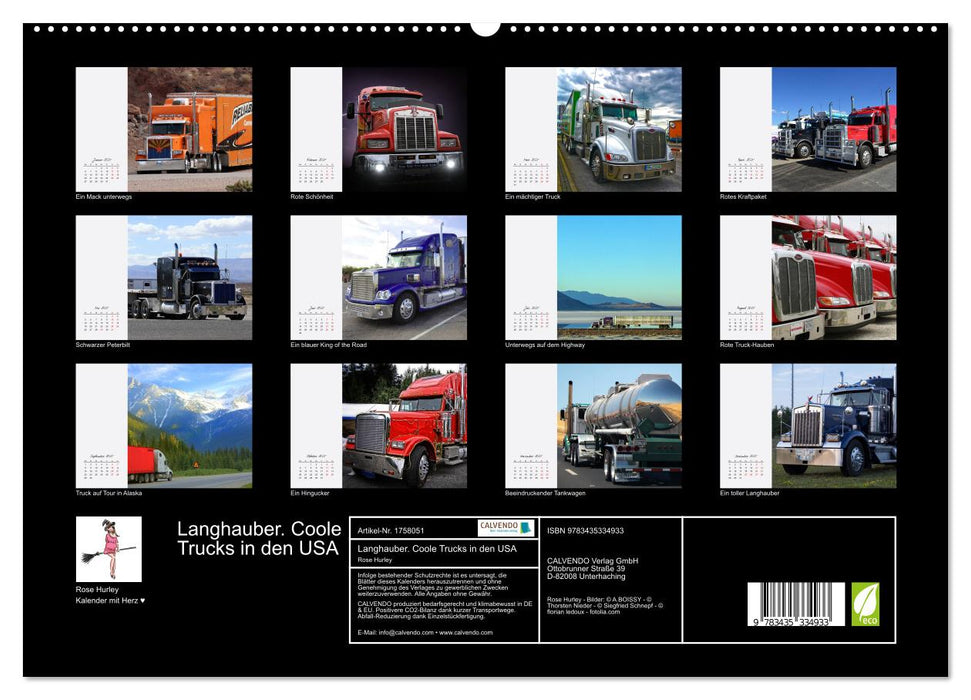 Langhauber. Coole Trucks in den USA (CALVENDO Premium Wandkalender 2025)