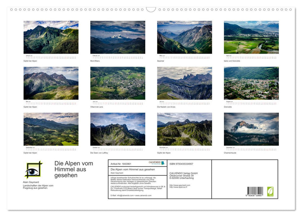 Die Alpen vom Himmel aus gesehen (CALVENDO Wandkalender 2025)