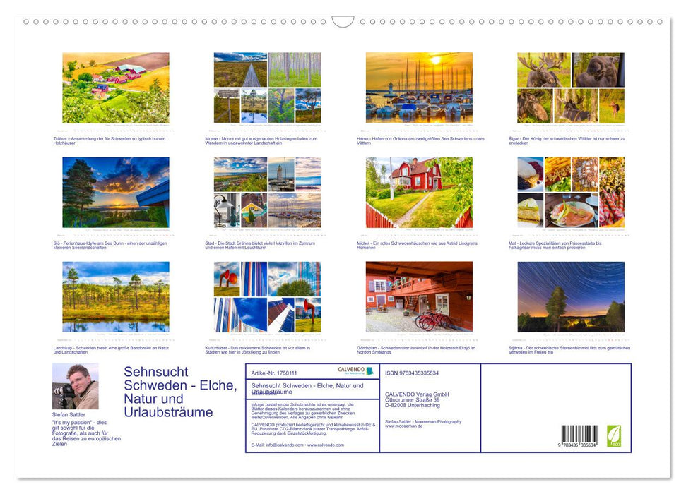 Sehnsucht Schweden - Elche, Natur und Urlaubsträume (CALVENDO Wandkalender 2025)