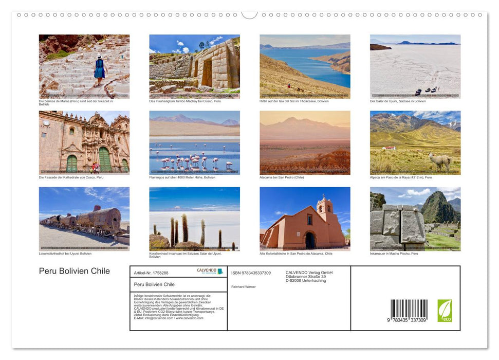 Peru Bolivien Chile (CALVENDO Premium Wandkalender 2025)