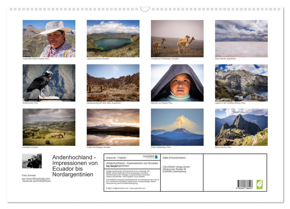 Andenhochland - Impressionen von Ecuador bis Nordargentinien (CALVENDO Wandkalender 2025)