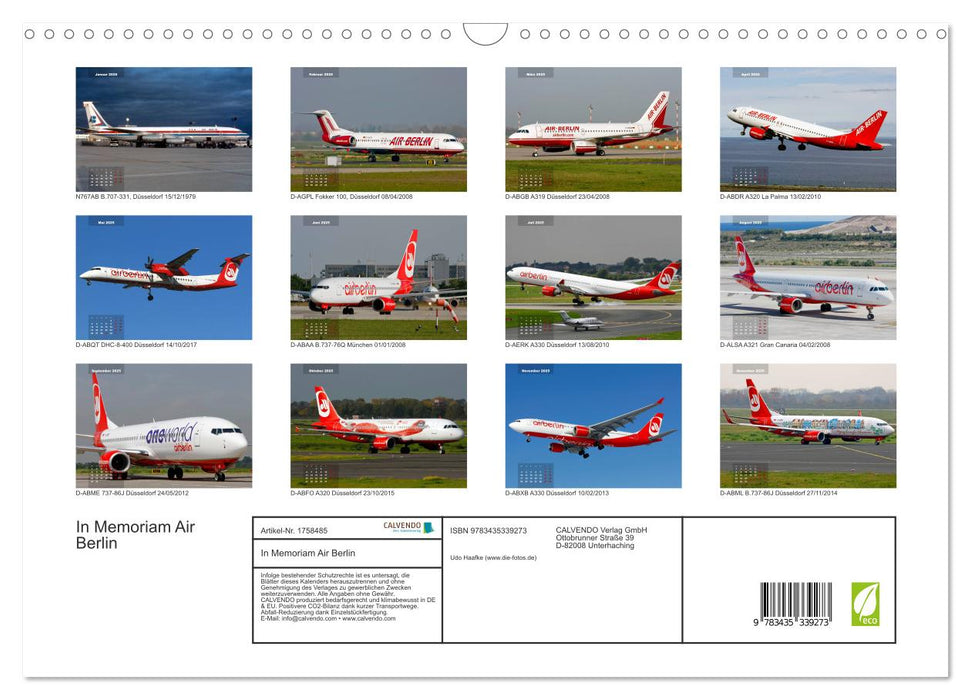 In Memoriam Air Berlin (CALVENDO Wandkalender 2025)