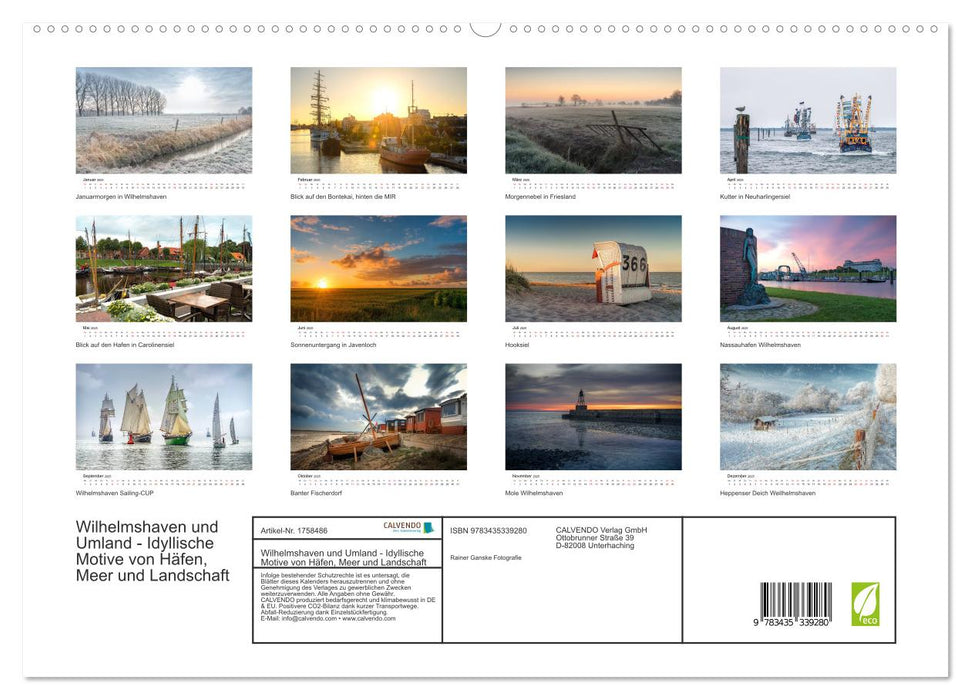 Wilhelmshaven und Umland - Idyllische Motive von Häfen, Meer und Landschaft (CALVENDO Premium Wandkalender 2025)