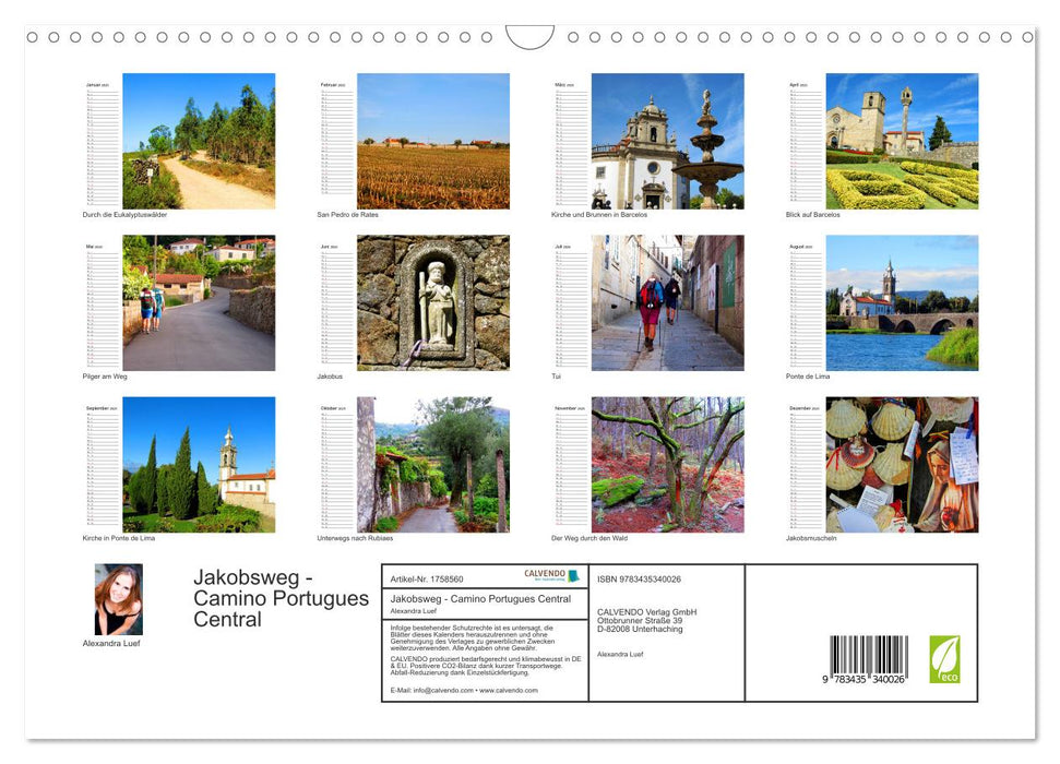 Jakobsweg - Camino Portugues Central (CALVENDO Wandkalender 2025)