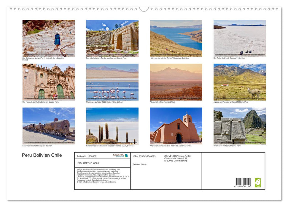 Peru Bolivien Chile (CALVENDO Wandkalender 2025)