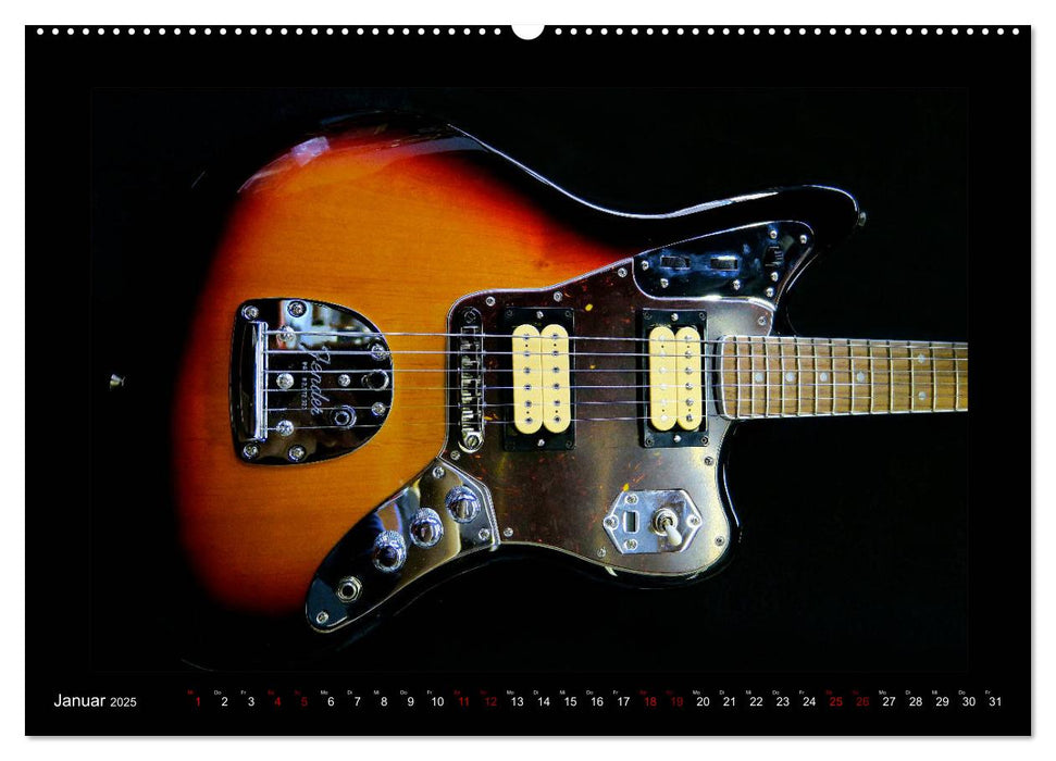 Rockgitarren im Blitzlicht (CALVENDO Premium Wandkalender 2025)