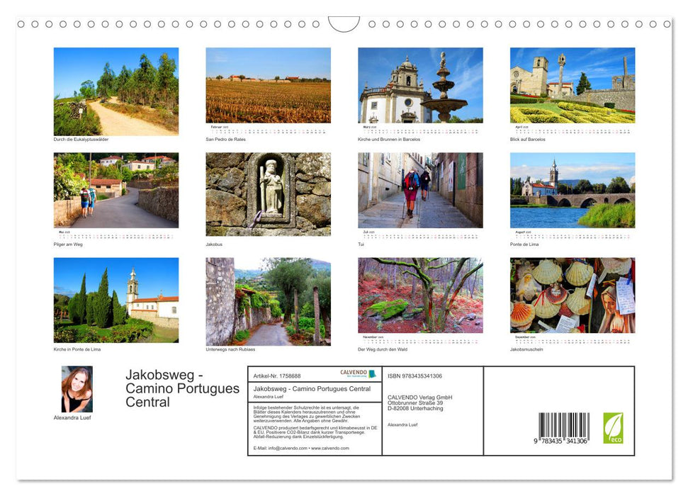 Jakobsweg - Camino Portugues Central (CALVENDO Wandkalender 2025)