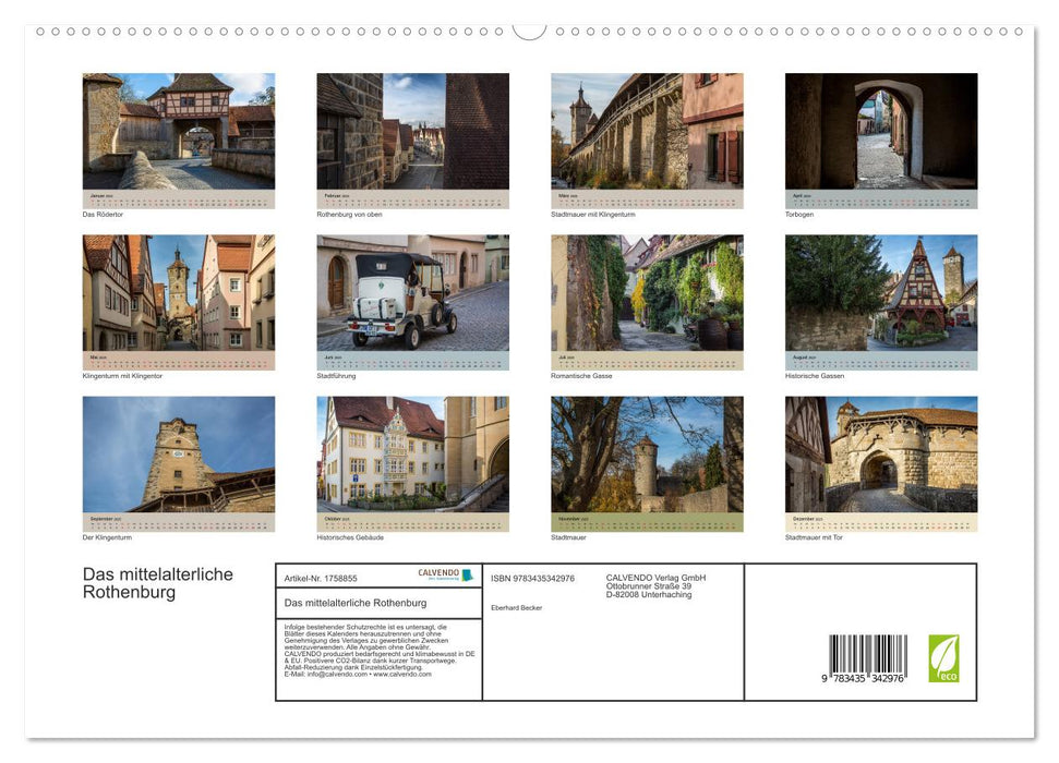 Das mittelalterliche Rothenburg (CALVENDO Premium Wandkalender 2025)