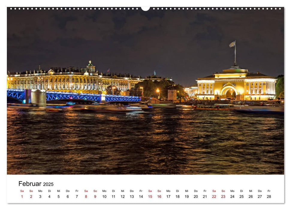 St. Petersburg bei Nacht (CALVENDO Premium Wandkalender 2025)