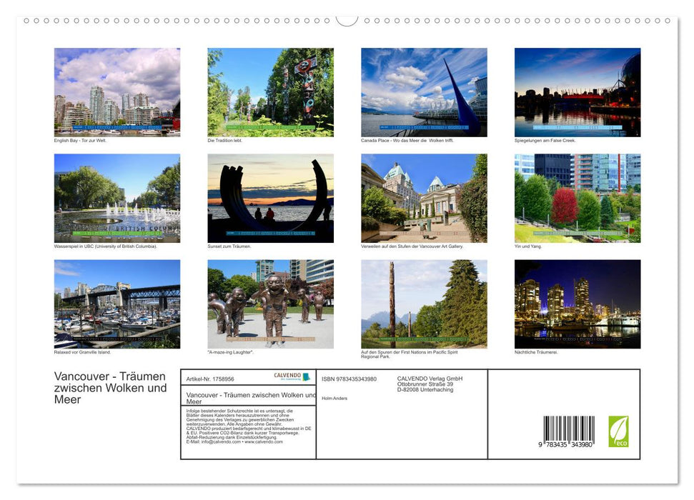 Vancouver - Träumen zwischen Wolken und Meer (CALVENDO Premium Wandkalender 2025)