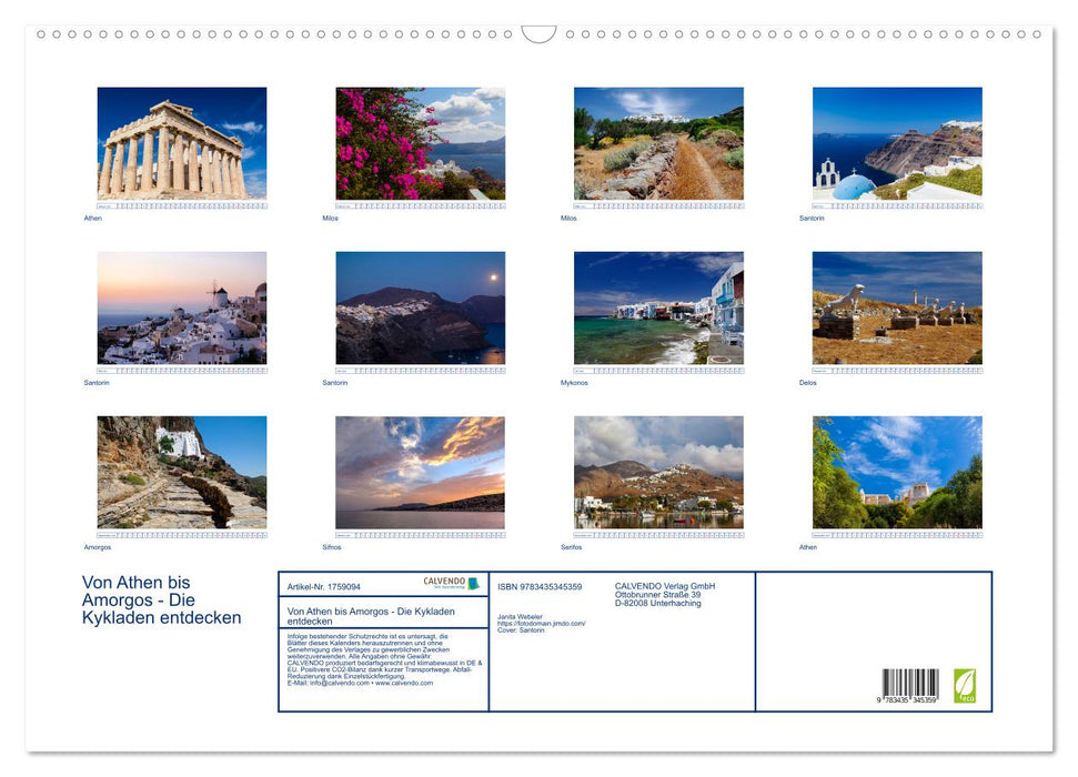Von Athen bis Amorgos - Die Kykladen entdecken (CALVENDO Wandkalender 2025)