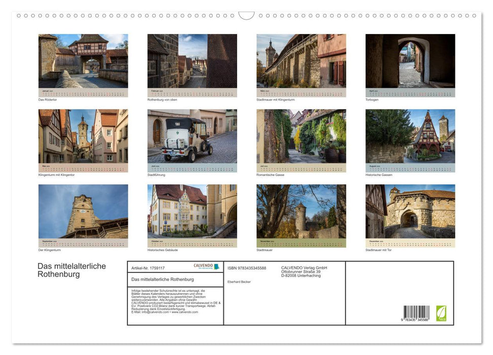 Das mittelalterliche Rothenburg (CALVENDO Wandkalender 2025)