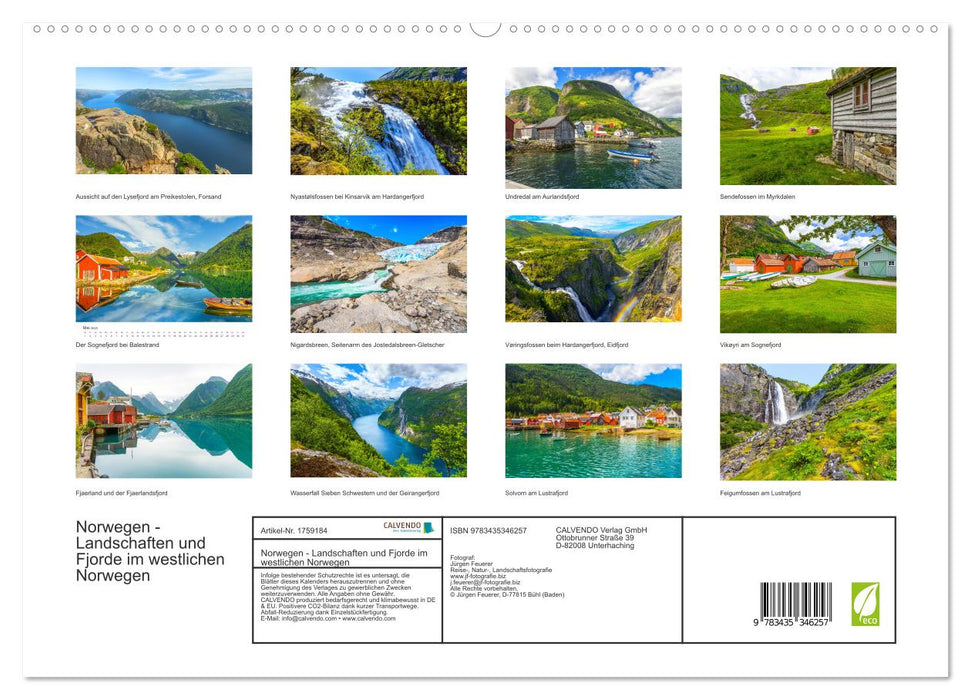 Norwegen - Landschaften und Fjorde im westlichen Norwegen (CALVENDO Premium Wandkalender 2025)