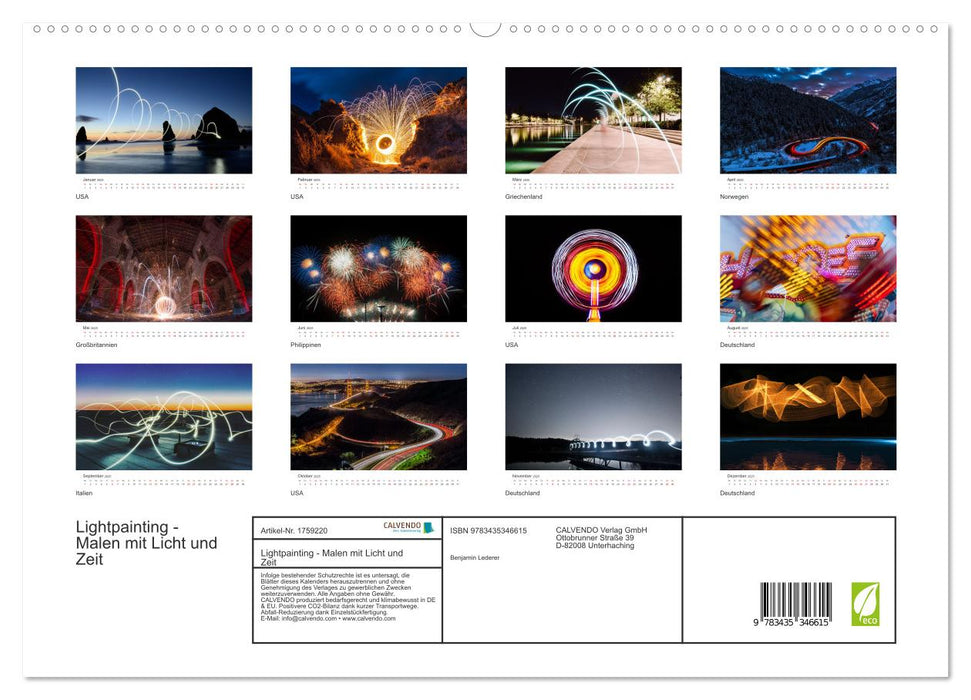 Lightpainting - Malen mit Licht und Zeit (CALVENDO Premium Wandkalender 2025)