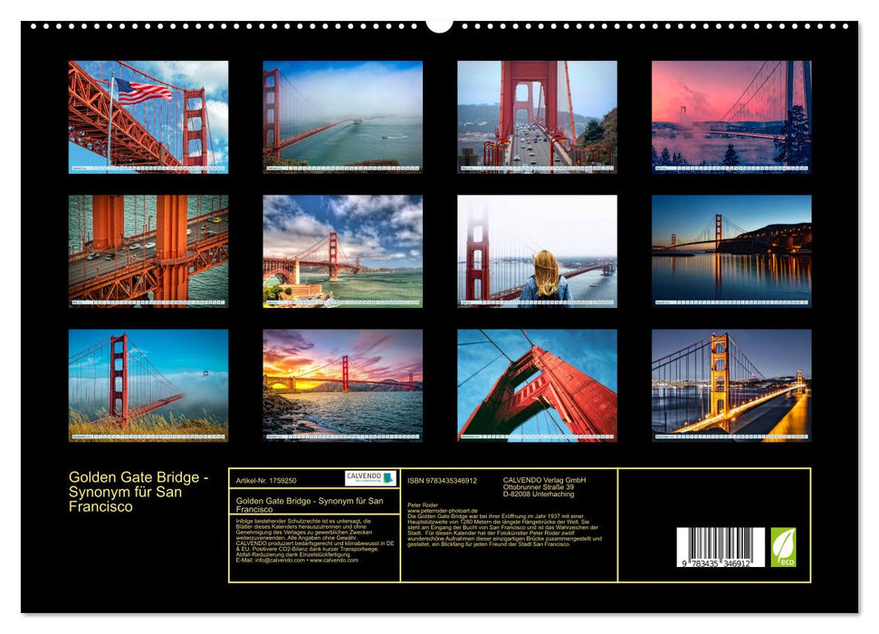 Golden Gate Bridge - Synonym für San Francisco (CALVENDO Premium Wandkalender 2025)