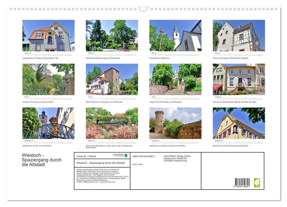 Wiesloch - Spaziergang durch die Altstadt (CALVENDO Wandkalender 2025)