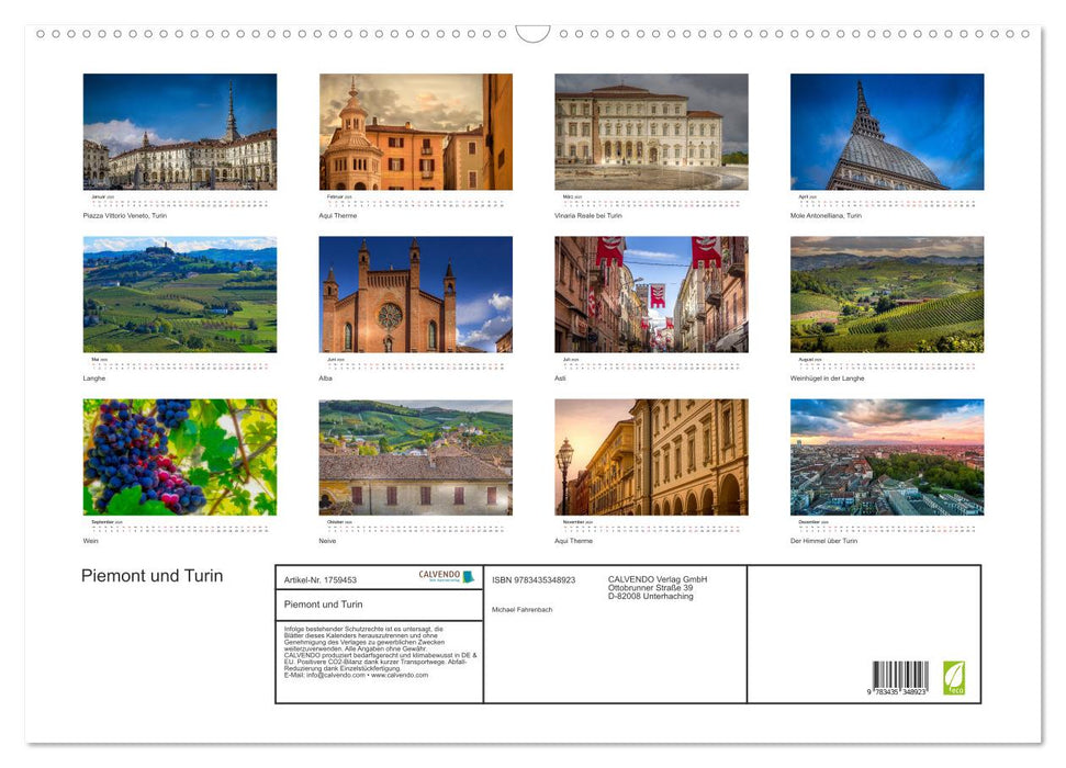 Piemont und Turin (CALVENDO Wandkalender 2025)