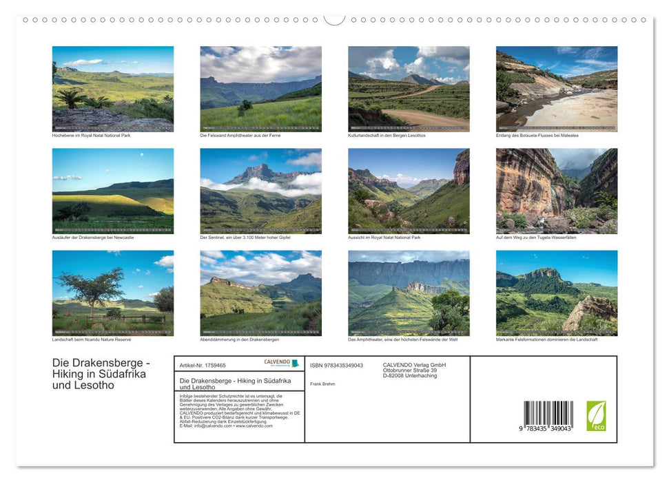 Die Drakensberge - Hiking in Südafrika und Lesotho (CALVENDO Premium Wandkalender 2025)