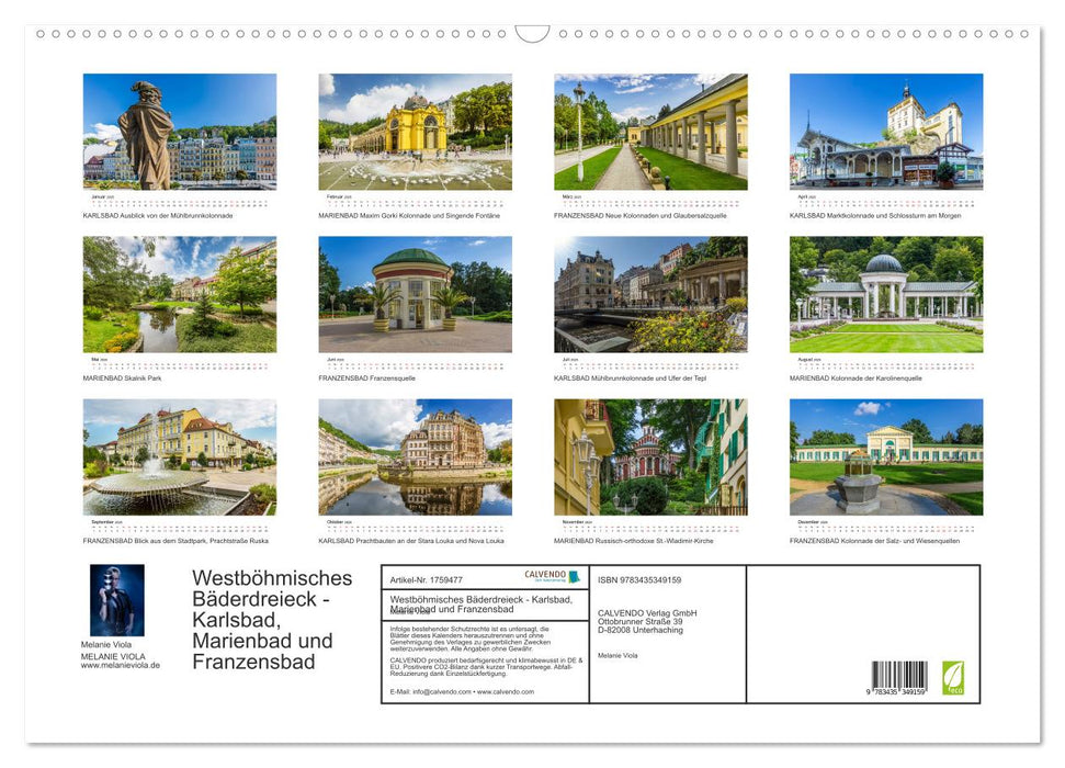 Westböhmisches Bäderdreieck - Karlsbad, Marienbad und Franzensbad (CALVENDO Wandkalender 2025)