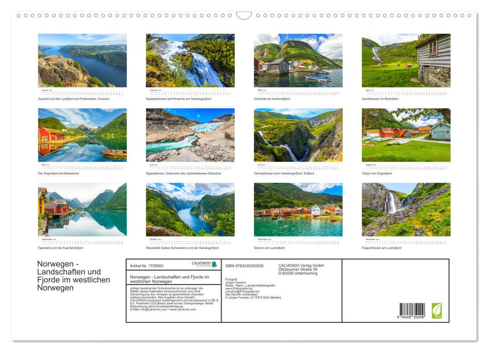 Norwegen - Landschaften und Fjorde im westlichen Norwegen (CALVENDO Wandkalender 2025)